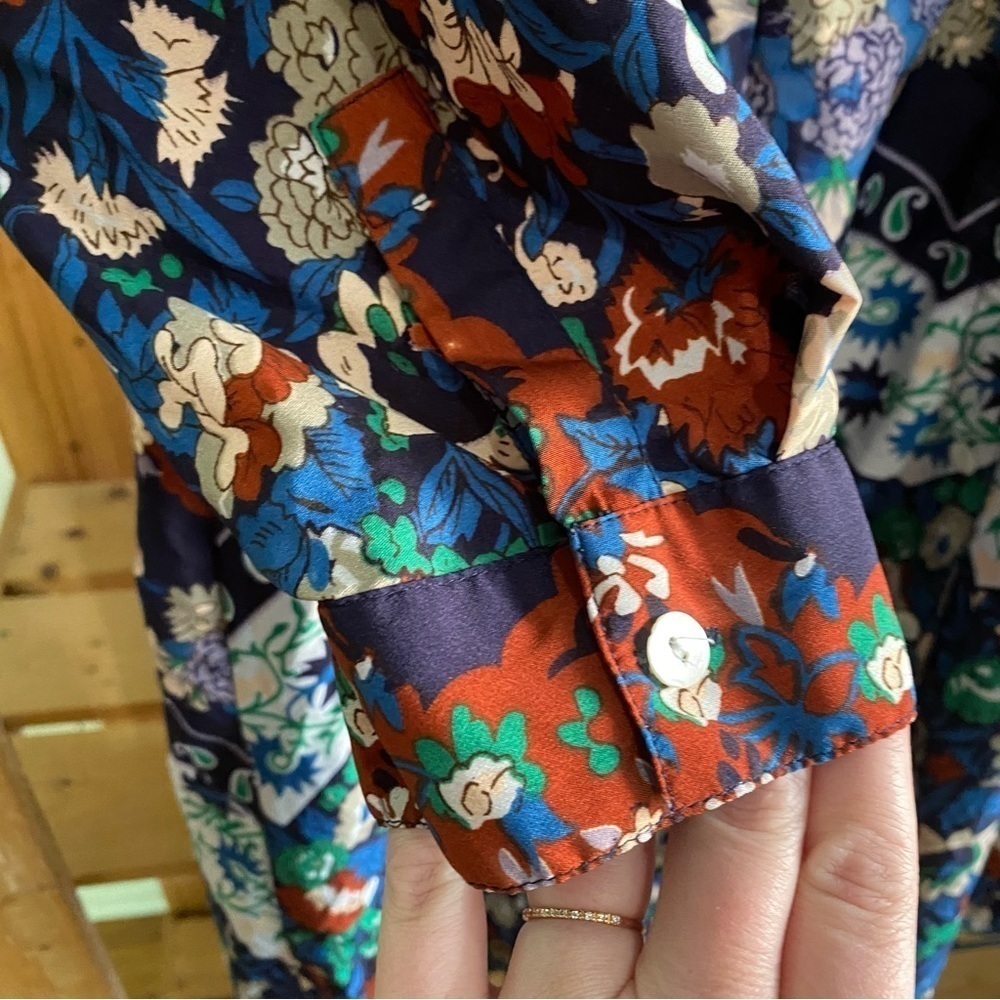 Anthropologie Raga Blue Floral Button Down Midi Shirt Dress 1X - Picture 8 of 16